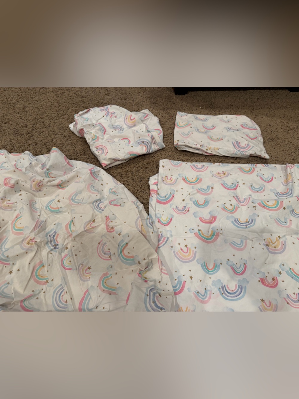 Pottery Barn Kids full size rainbow organic cotton sheet set